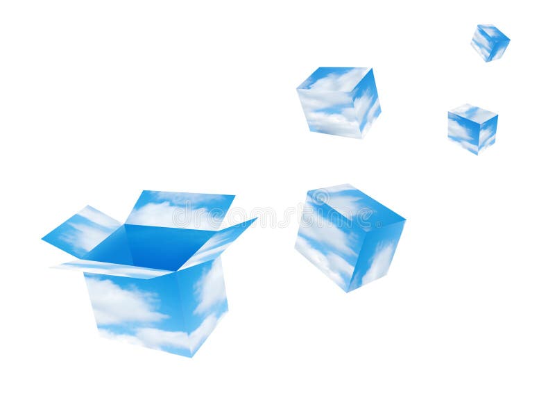 Boxes made of clouds isolated on white. Boxes made of clouds isolated on white
