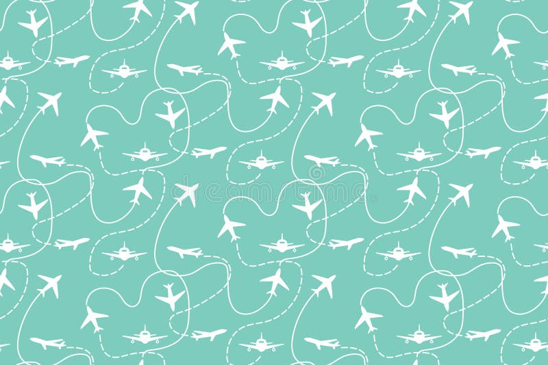 Travel air plane seamless pattern, vector