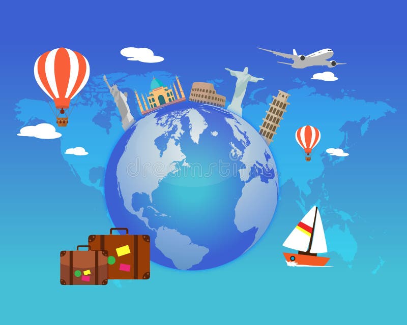Travel Around the World stock vector. Illustration of landmarks - 93088841