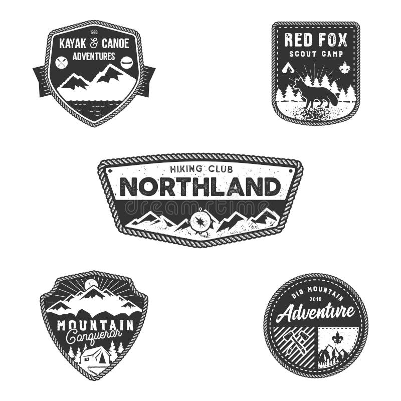 Travel Badge, Outdoor Activity Logo Collection. Scout Camps Emblems ...