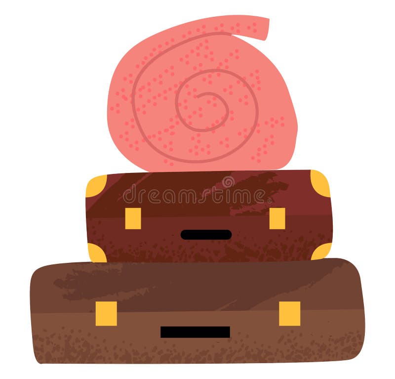 Baggage Case and Blanket, Travel Object Vector. Travel bag, journey accessories for packing clothes, baggage and blanket vacation equipment on white, voyage royalty free illustration Baggage Case and Blanket, Travel Object Vector. Travel bag, journey accessories for packing clothes, baggage and blanket vacation equipment on white, voyage royalty free illustration