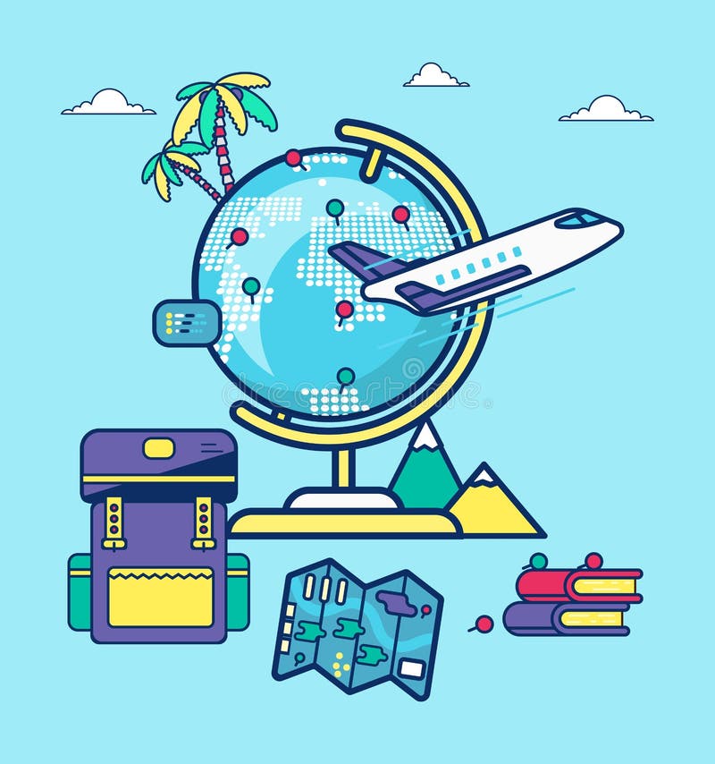 Travel blogging stock illustration Travel blogging stock illustration