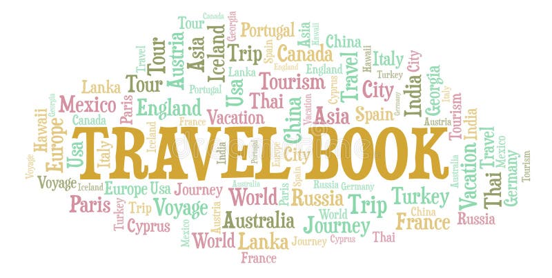 Travel Book word cloud. stock illustration