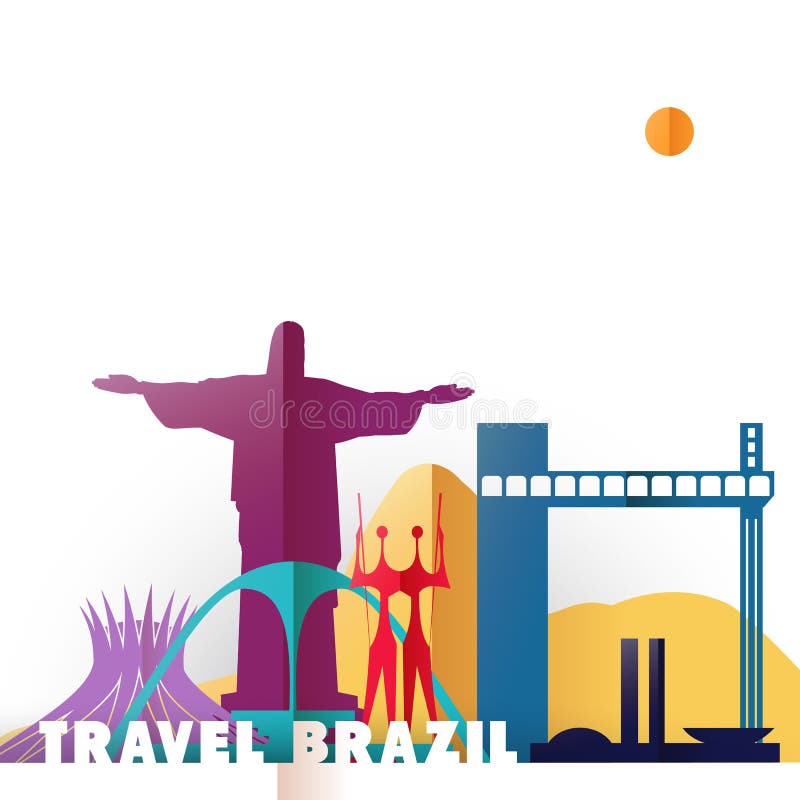 Travel Brazil paper cut world monuments