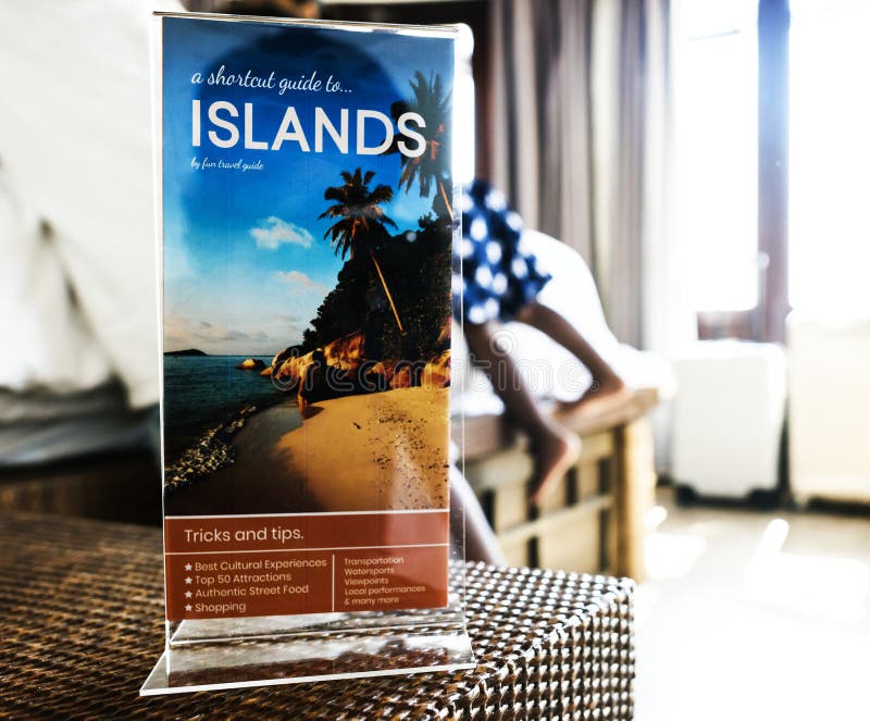 A travel brochure in a hotel room royalty free stock photos