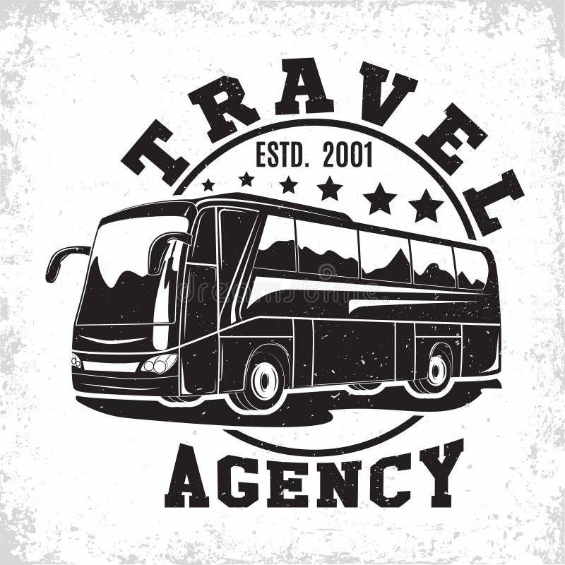 Travel bus vintage emblem