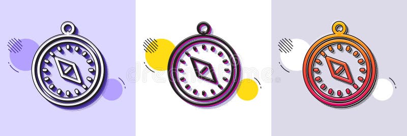 Travel compass line icon. Trip sign. Halftone dotted pattern. Vector stock illustration