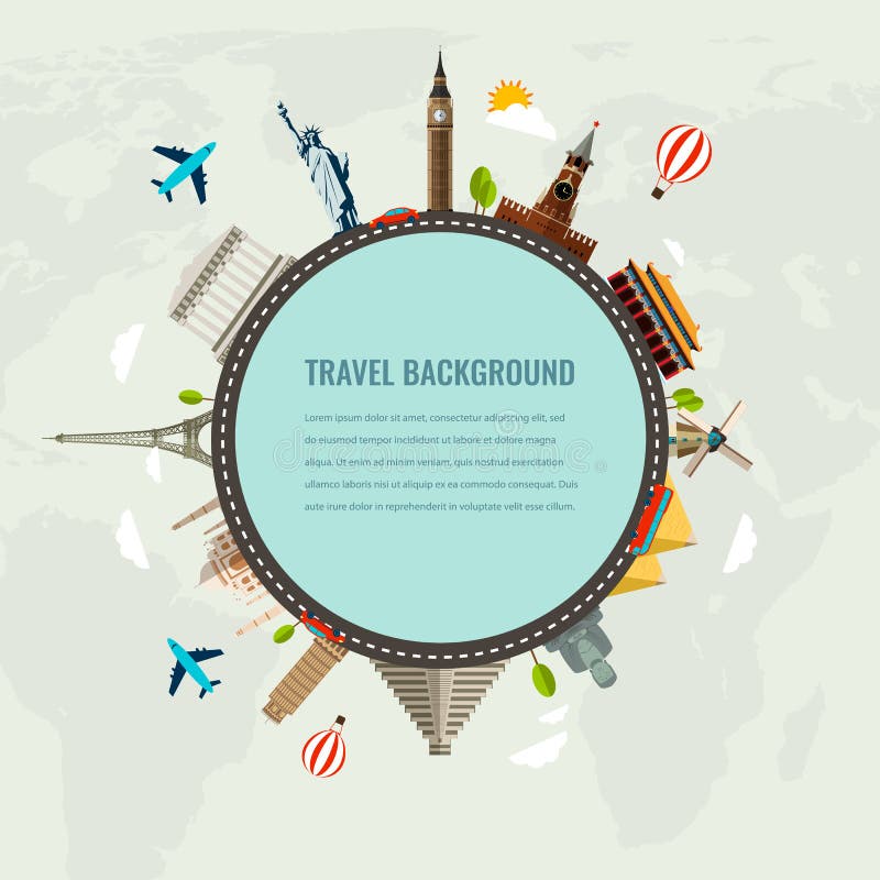 Travel Composition with Famous World Landmarks Icons. Vector Stock ...