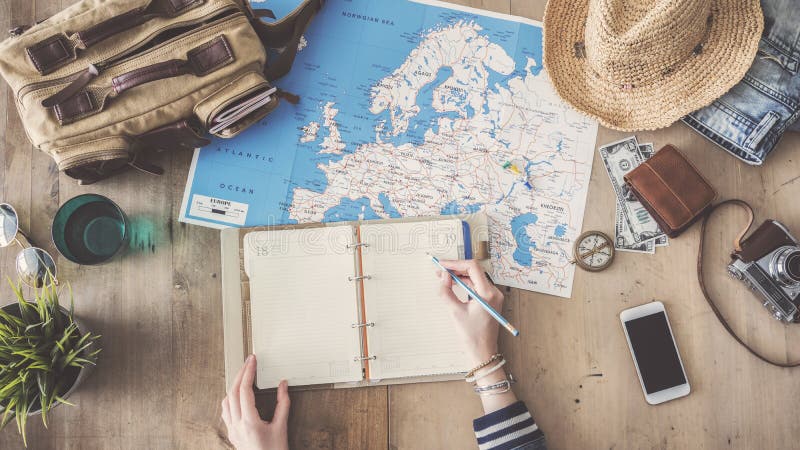 Travel concept on wooden background stock image Travel concept on wooden background stock image