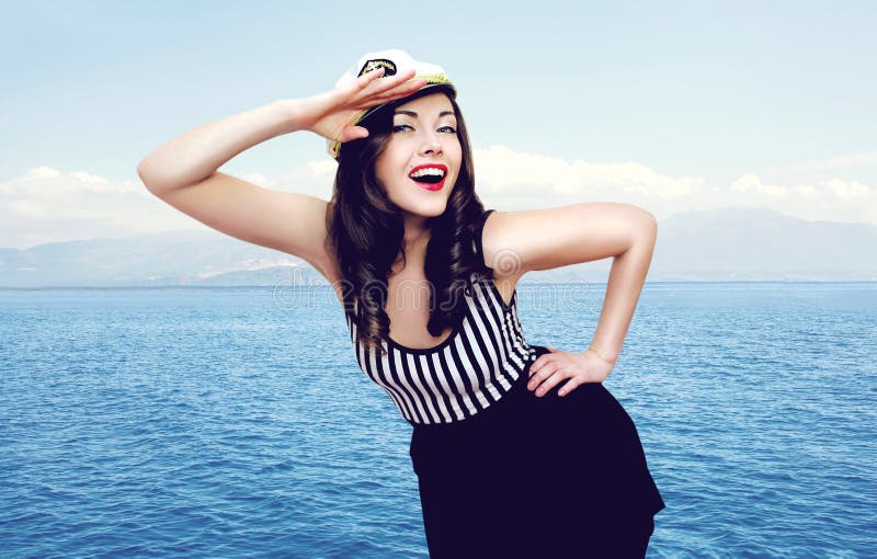 Travel, cruise, tourism and people concept - pretty sailor