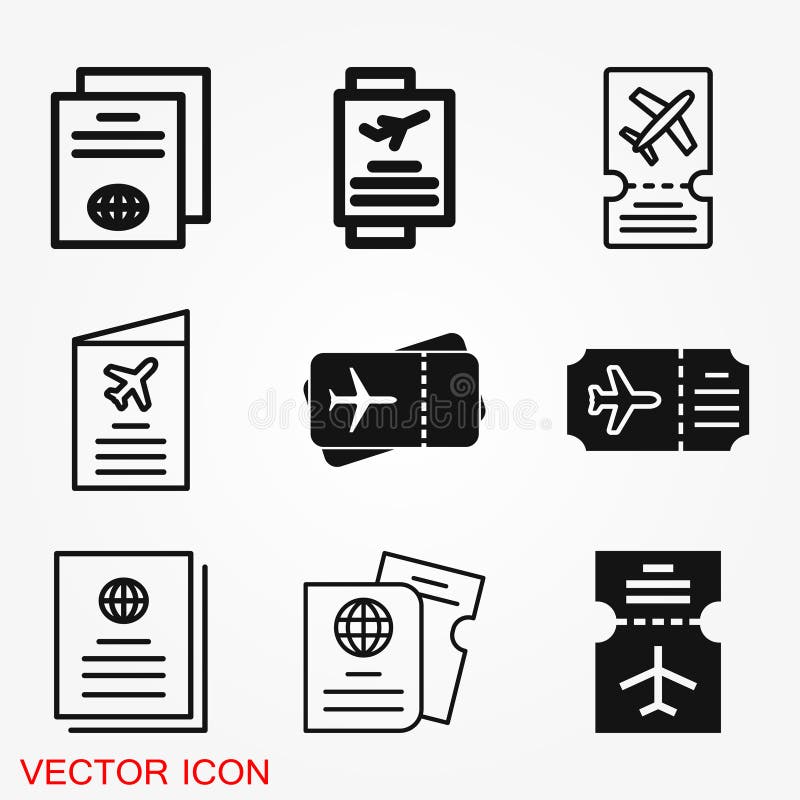 Travel documents icon, passport with tickets flat icon isolated. Concept travel and tourism stock illustration Travel documents icon, passport with tickets flat icon isolated. Concept travel and tourism stock illustration
