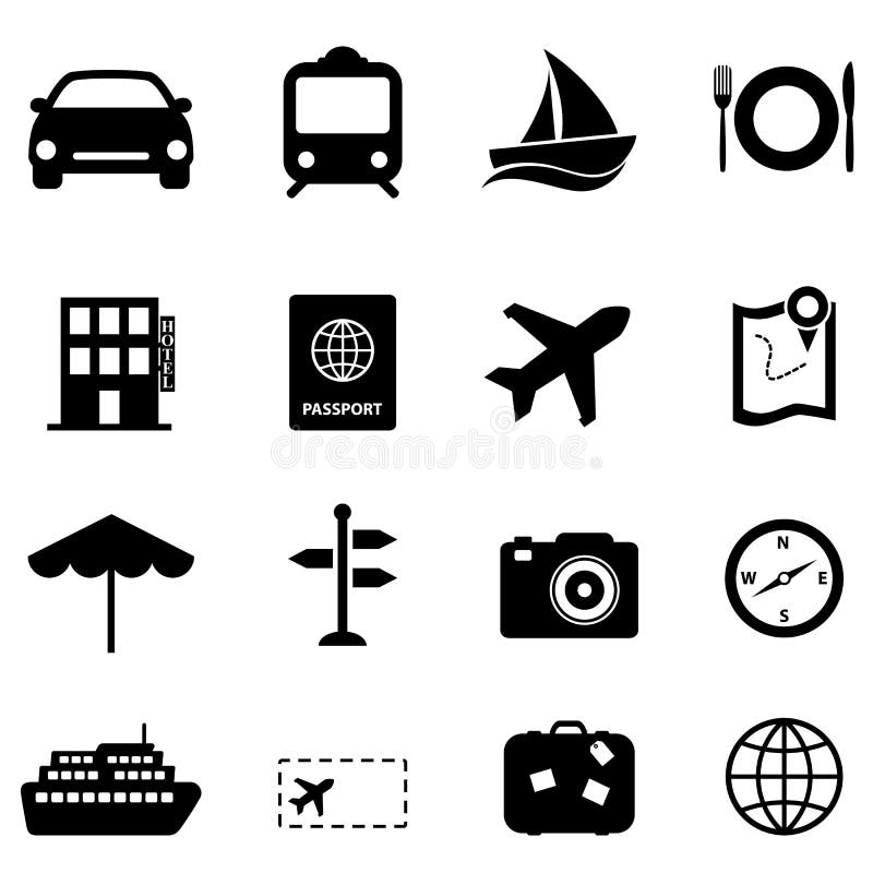Travel and tourism icons stock vector. Illustration of camera - 26139479