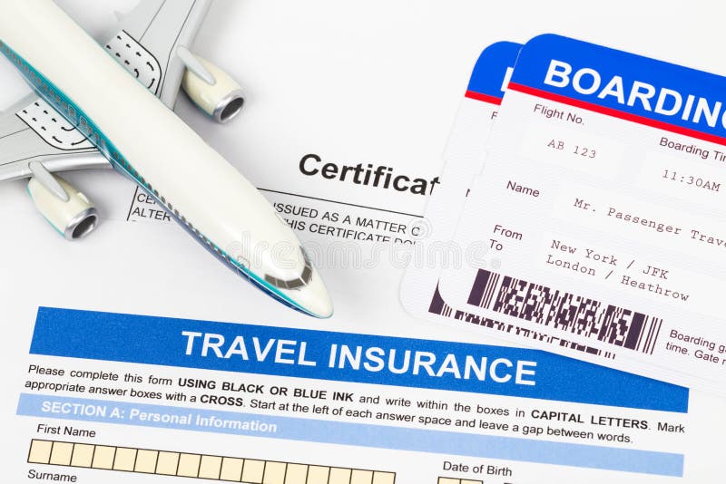 Travel insurance application form with plane model