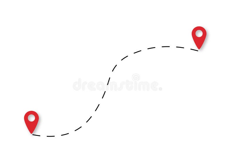 Travel Line Concept with Red Pins, Vector Illustration Stock Vector