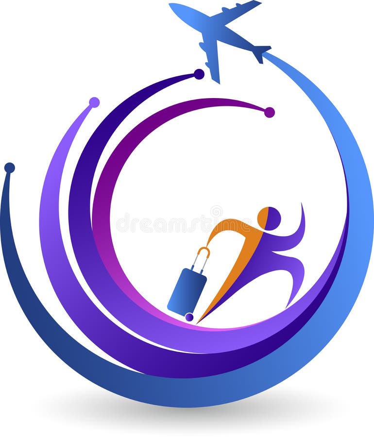 Illustration art of a travel logo with background. Aircraft arrival sign vectors