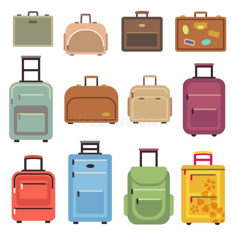 Travel Luggage Bag, Suitcase Vector Flat Icons Stock Vector ...