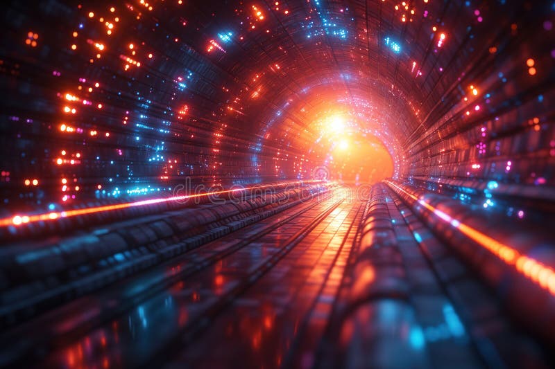 Travel is made possible by cosmic gateway digital time quantum tunnel stock photo