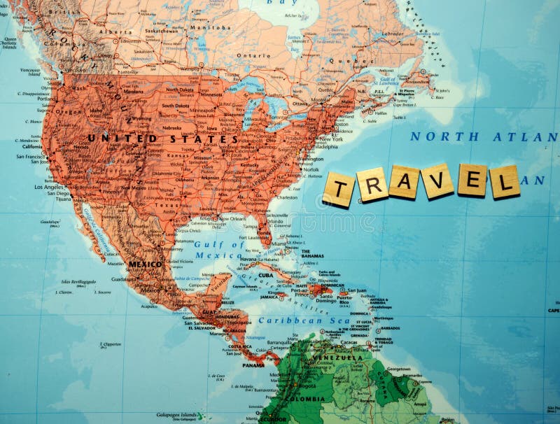 Travel Planning Concept with Coffee Cup Over the Map Stock Image
