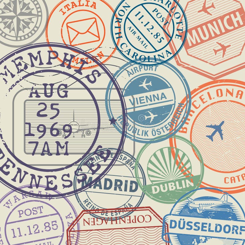 Vintage travel stamps for postcards with europe Vector Image