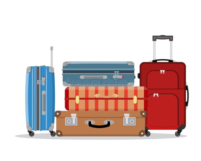 Travel suitcases stacked stock vector. Illustration of journey - 114261994