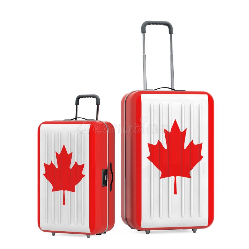 Vintage Canadian Flag Canada Suitcase Bag ID Luggage Tag Set