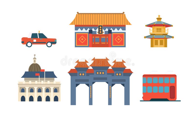 Travel to China, Chinese Traditional Architectural and Cultural Symbols Set Vector Illustration vector illustration Travel to China, Chinese Traditional Architectural and Cultural Symbols Set Vector Illustration vector illustration