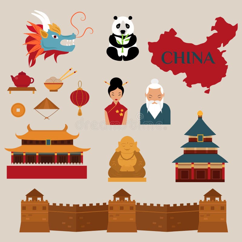 Travel to China vector icons illustration