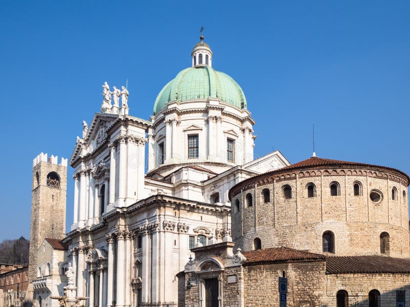 View of Duomo Vecchio and Duomo Nuovo in Brescia Stock Photo - Image of ...