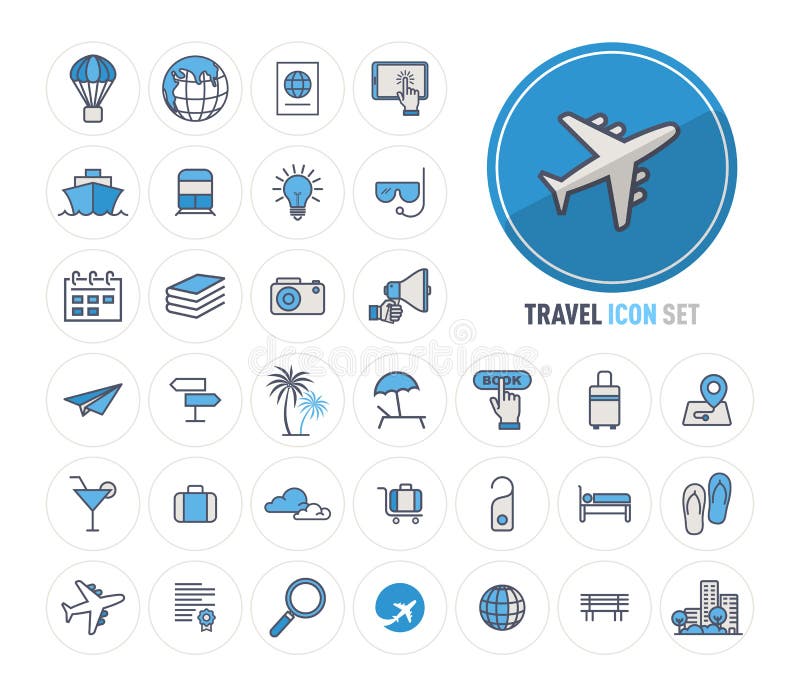 Travel and Tourism Line Icons Set Flat Design, Logo Design Template ...