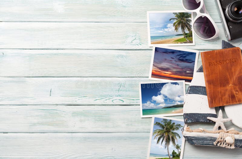 Travel vacation background concept with sunglasses, camera and weekend photos on wooden backdrop. Top view with copy space. Flat. Lay. All photos taken by me stock photo Travel vacation background concept with sunglasses, camera and weekend photos on wooden backdrop. Top view with copy space. Flat. Lay. All photos taken by me stock photo