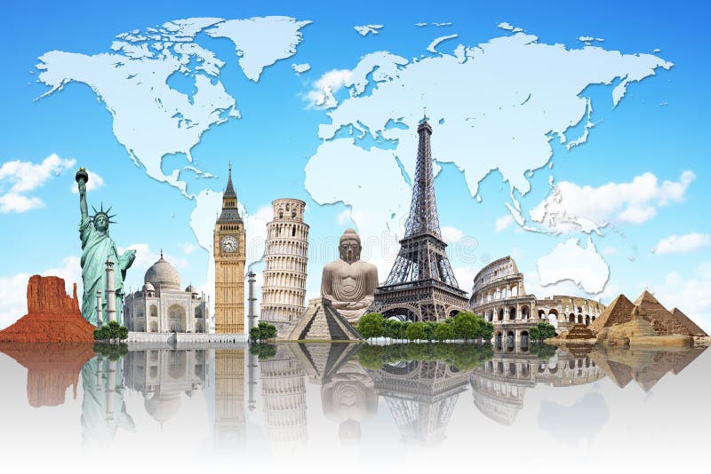Travel the World Monuments Concept Stock Illustration
