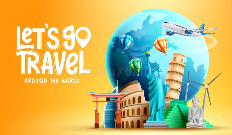 Travel Worldwide Vector Background Design. Travel the World Text with ...