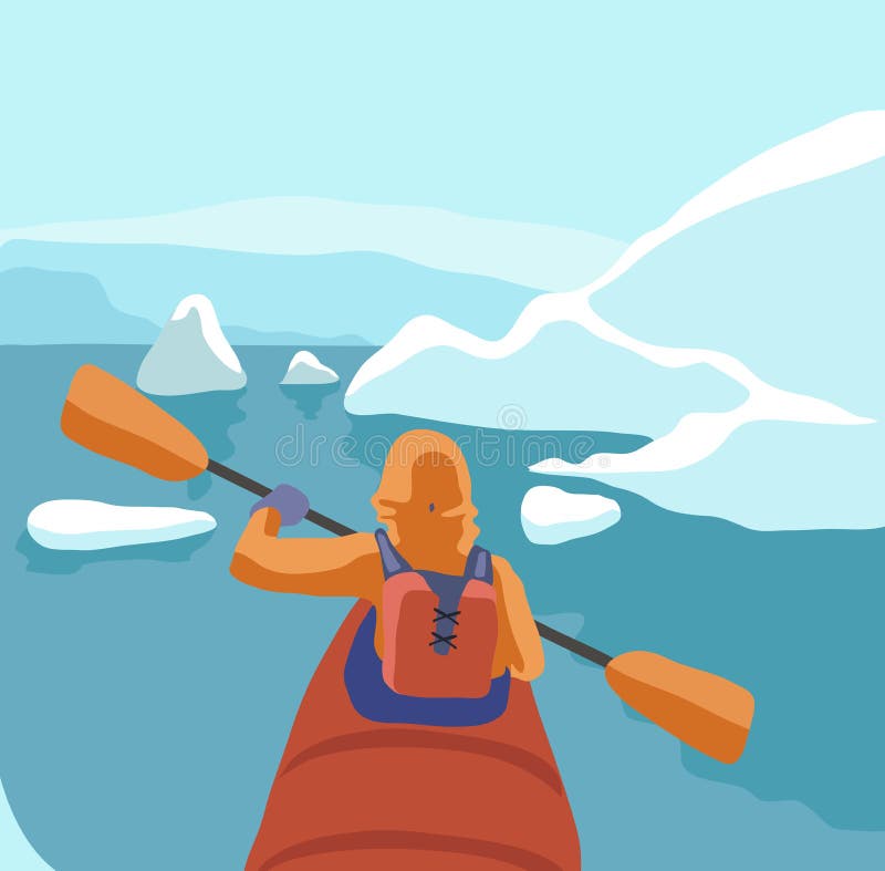 Traveler in boat royalty free illustration