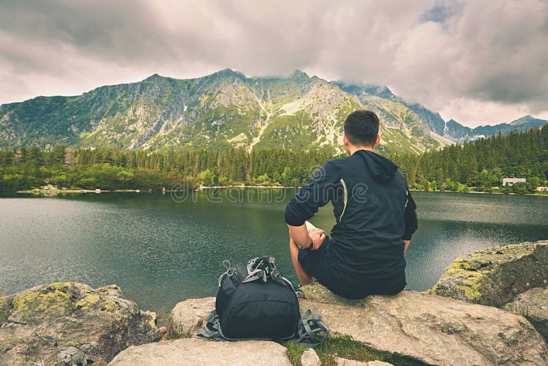 Traveler in the mountains