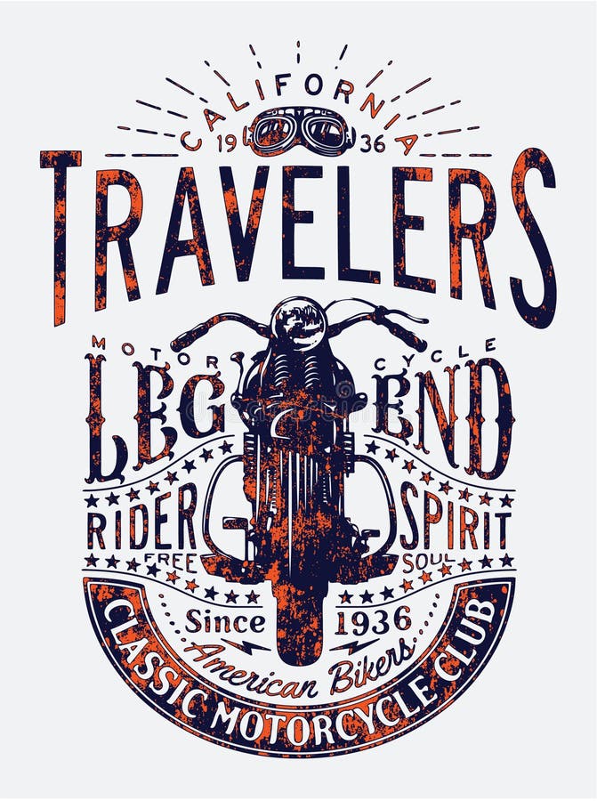 Travelers Classic Motorcycle Riders Legend Stock Vector