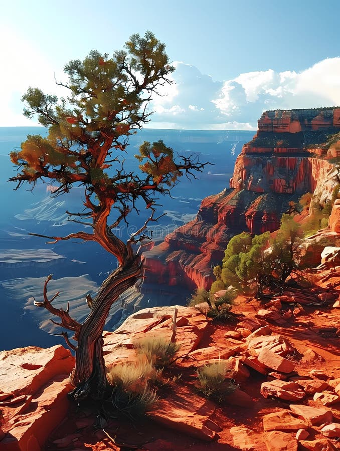 Traveling National Parks Around the World, a Tree on a Cliff Stock ...