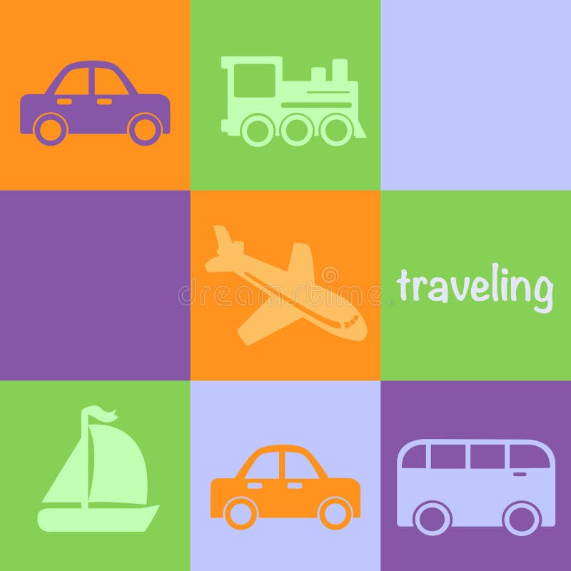 Traveling transportation icons stock illustration Traveling transportation icons stock illustration
