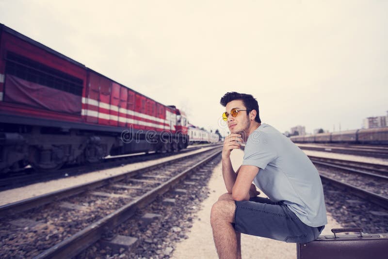 Traveller young man royalty free stock photography