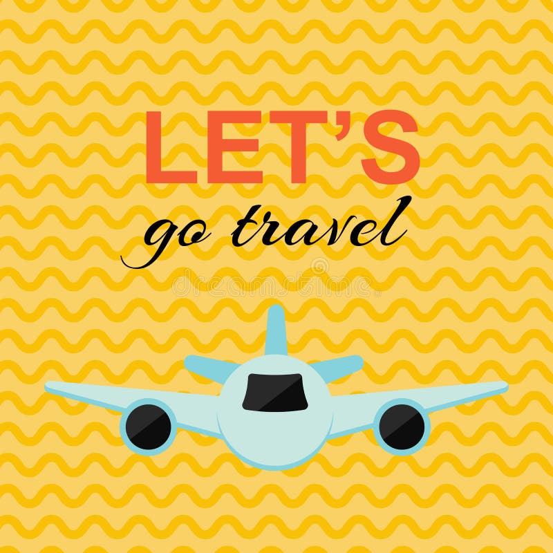 Travelling poster with the plane and yellow background vector illustration Travelling poster with the plane and yellow background vector illustration