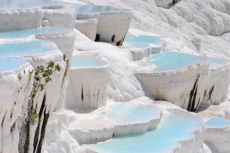 Travertine pools and terraces in Pamukkale, Turkey