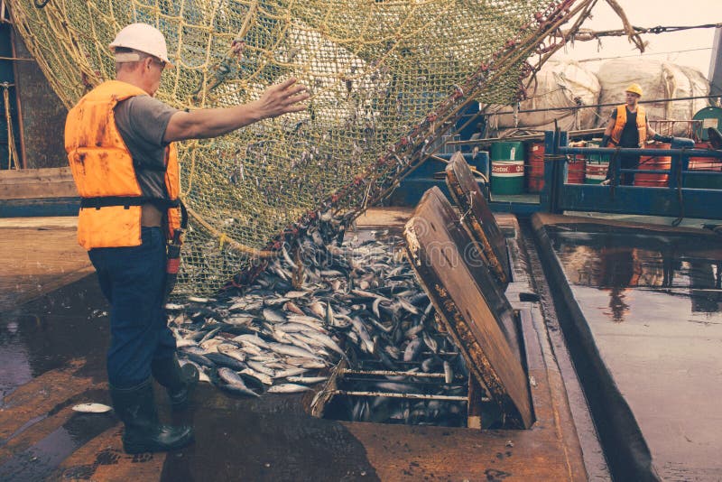 Trawl aboard stock image