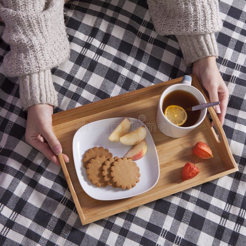 Tea and Biscuits in a Tray stock photo. Image of middle 54211538