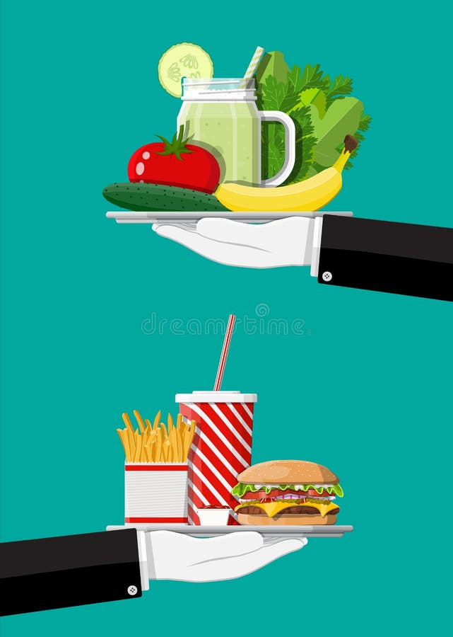 Greasy cholesterol vs. vitamins food vector illustration Greasy cholesterol vs. vitamins food vector illustration