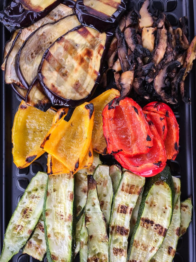 Tray Filled with Assorted Grilled Vegetables. Stock Image Image of