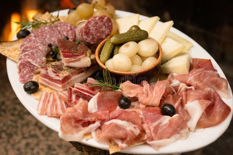 Salami and cheese tray stock photo. Image of cheese 104525964
