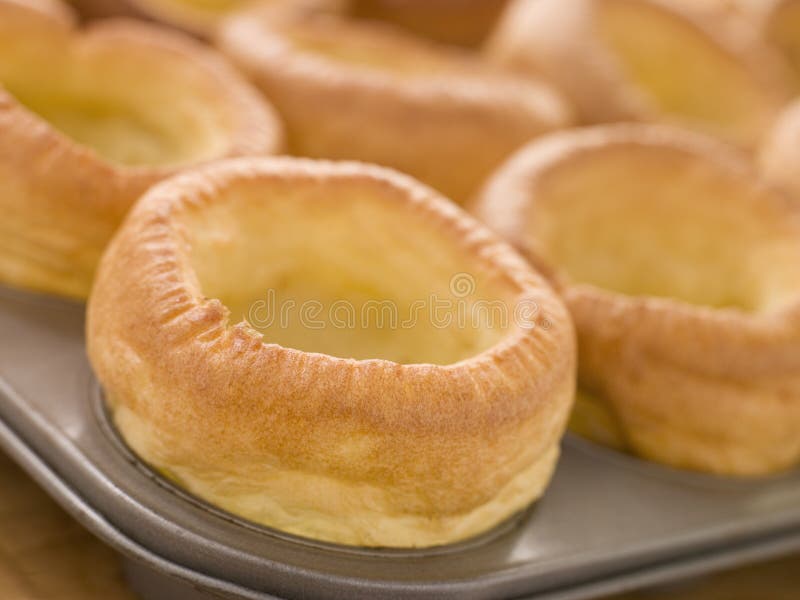 Tray of Yorkshire Puddings royalty free stock photography
