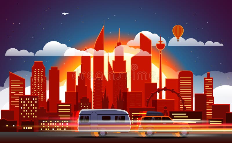 Traços do carro na cidade moderna ilustração royalty free