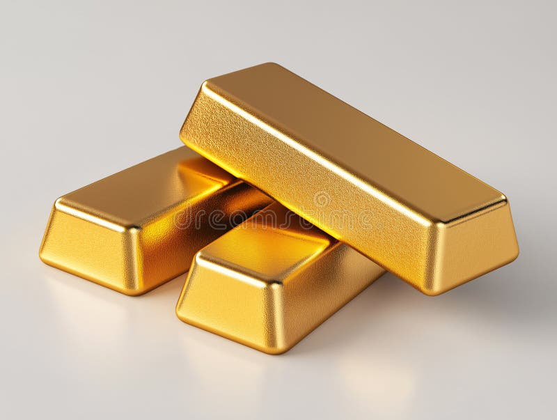 Tre barre d'oro vengono impilate l'una sull'altra illustrazione vettoriale