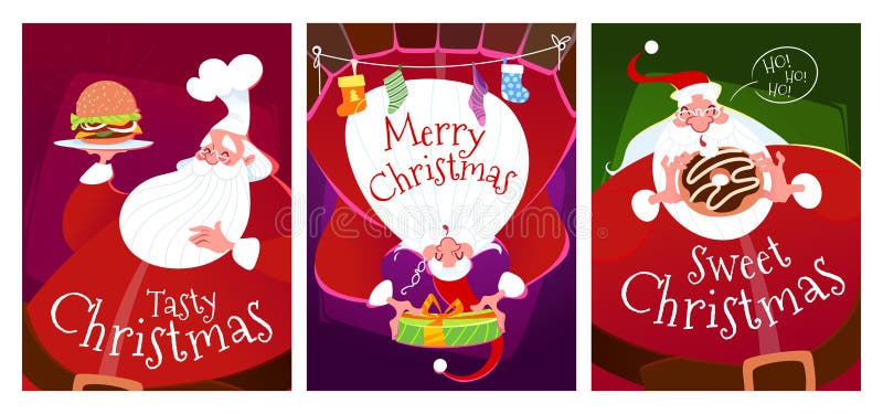 Tre cartoline di Natale con Santa Claus royalty illustrazione gratis Tre cartoline di Natale con Santa Claus royalty illustrazione gratis