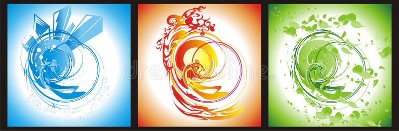 Tre disegni astratti illustrazione vettoriale Tre disegni astratti illustrazione vettoriale